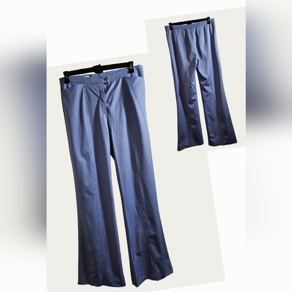 Escada Periwinkle Blue Center Seam Wide Leg Wool Blend Slacks Trousers 44/14 - Picture 1 of 10